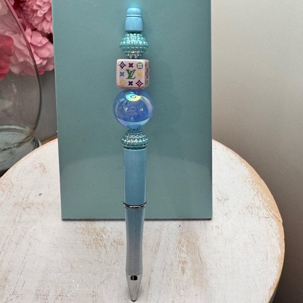 Handmade White and Blue Pen